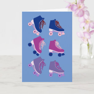 Retro-Rollschuhe Lila Rosa Karte
