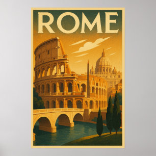 Retro-Rom, Italien im Vintage-Art-Deco-Stil Reise Poster