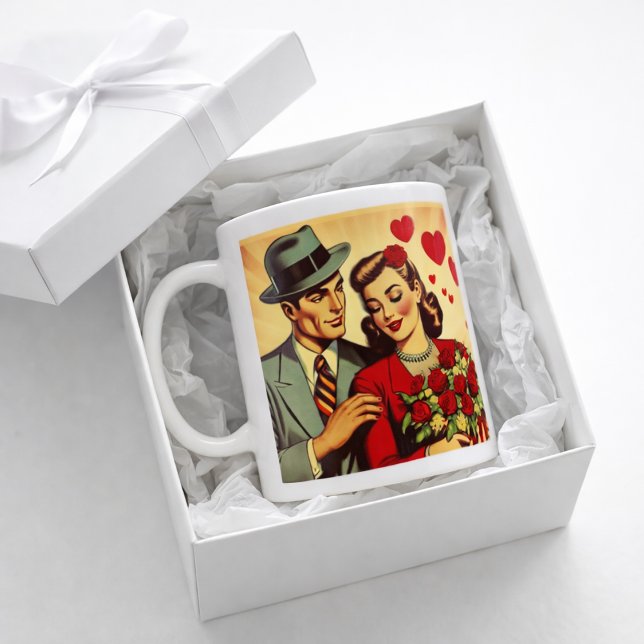 Retro Romance Valentine Kaffeetasse (Von Creator hochgeladen)