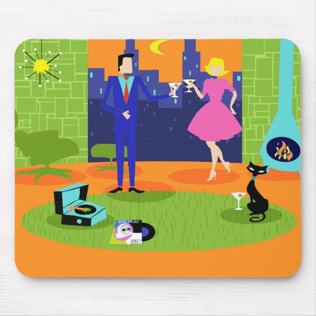 Retro romantische Abends-Paare Mousepad (Vorne)