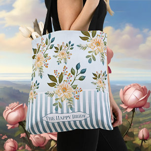 Retro Romantische Blumenbrücke Tote Tasche