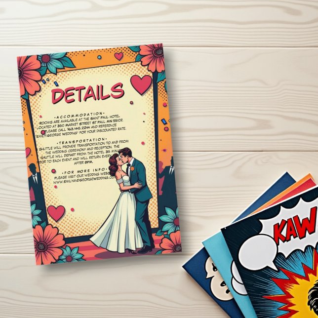 Retro Romantische Braut und Comic Hochzeit Begleitkarte (Von Creator hochgeladen)