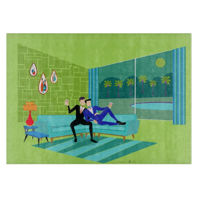 Retro-Romantische Gay-Coupé Schneidebrett (Vorderseite)