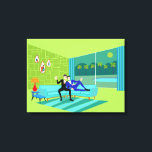 Retro Romantische Gay Couple Stretched Leinwand<br><div class="desc">Dieses Retro Romantic Gay Couple Stretched Leinwand Design ist einfach fabelhaft! Das minimalistische Design der 60er Jahre besticht durch ein ansprechendes Paar, das einen romantischen Abend genießt. Sie werden auf ihrem schönen, modernen türkisfarbenen Querschnitt in ihren Palm Springs Zuhause eingewickelt. Der elegante, kalkgrüne Raum besticht durch eine schräg verlaufende, grüne...</div>