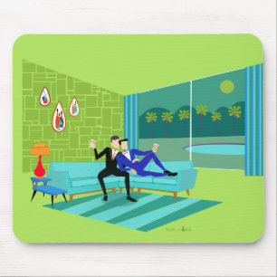 Retro romantische homosexuelle Paare Mousepad