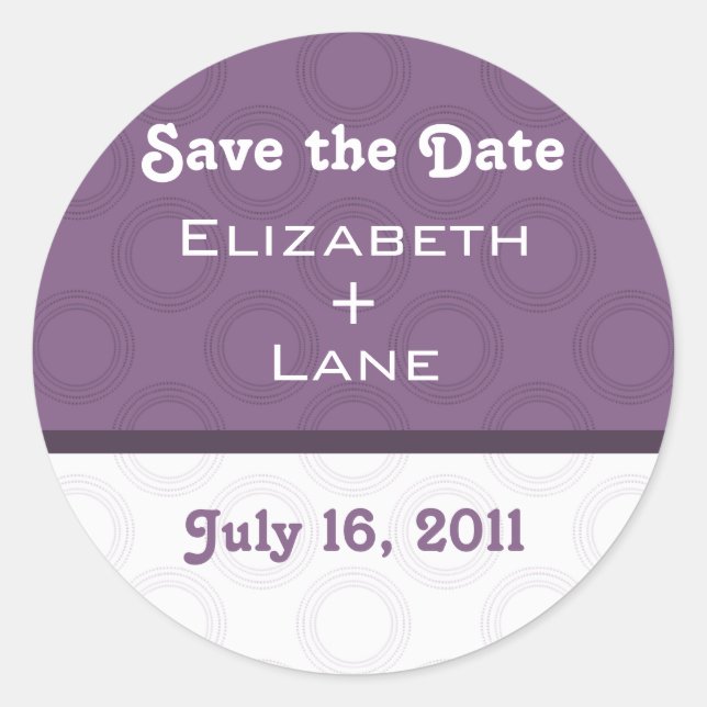 Retro Romantische Save the Date Stickers (Vorderseite)
