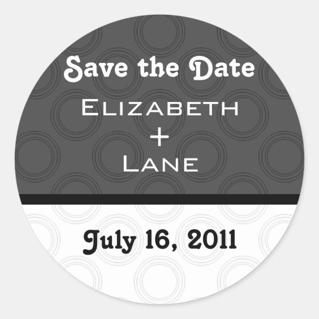 Retro Romantische Save the Date Stickers (Vorderseite)