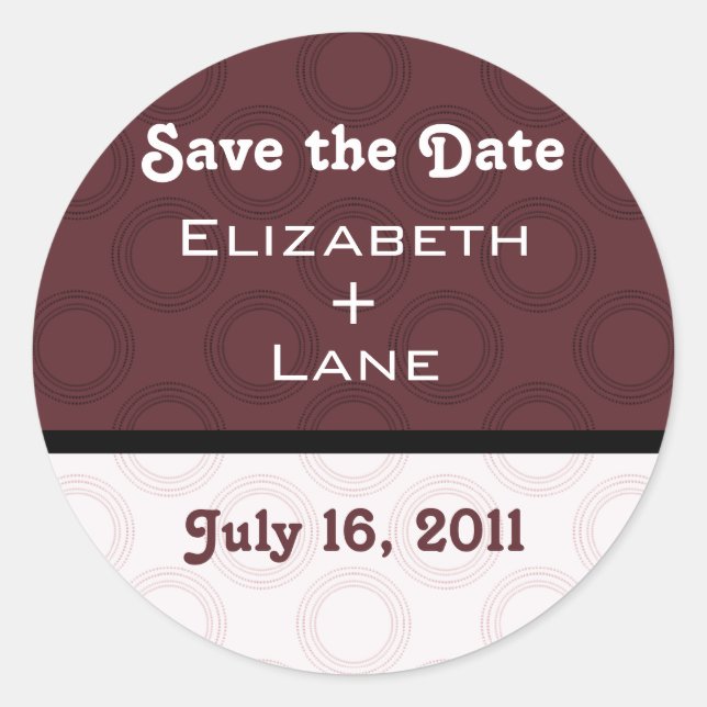 Retro Romantische Save the Date Stickers (Vorderseite)