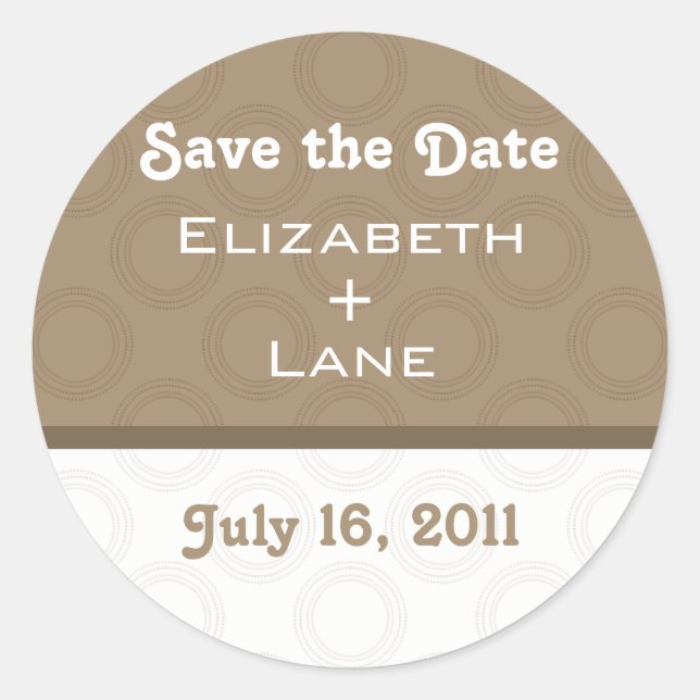 Retro Romantische Save the Date Stickers (Vorderseite)