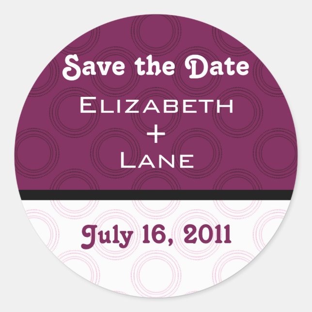 Retro Romantische Save the Date Stickers (Vorderseite)