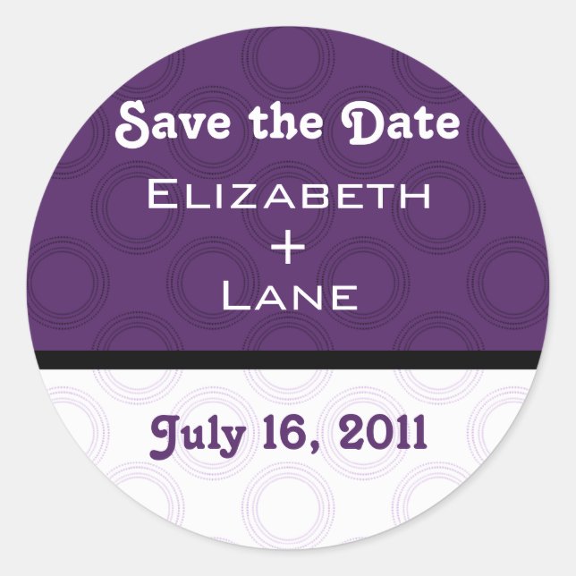 Retro Romantische Save the Date Stickers (Vorderseite)
