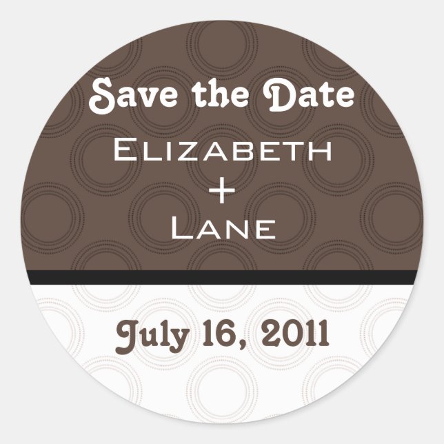 Retro Romantische Save the Date Stickers (Vorderseite)