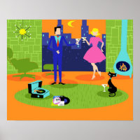 Retro Romantischer Abend Couple Poster