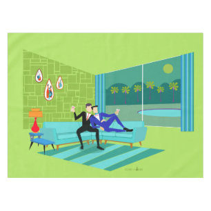 Retro Romantisches Gay Couple Tablett Tischdecke