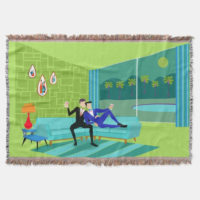 Retro Romantisches Gay Couple Throw Blanket Decke (Vorderseite)