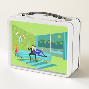 Retro-romantisches schwules Metall-Lunchbox-Paar Metall Brotdose