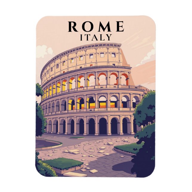 Retro Rome Colosseum Art Souvenir Italien Magnet (Vertikal)