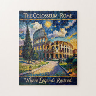 Retro Rome Italy Colosseum Travel Van Gogh Vibrant Puzzle