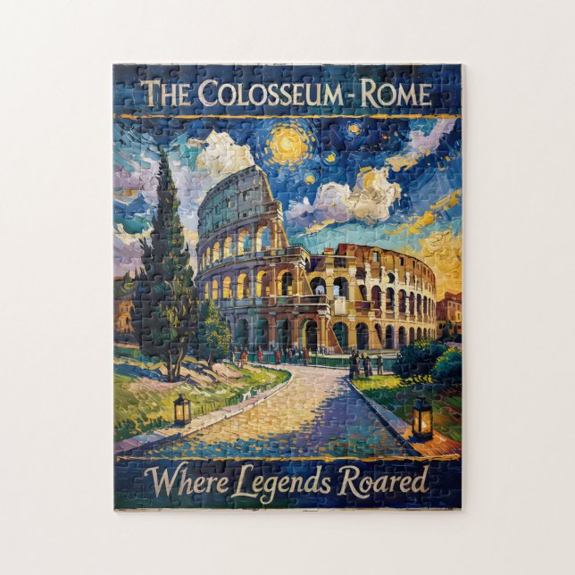 Retro Rome Italy Colosseum Travel Van Gogh Vibrant Puzzle (Vertikal)