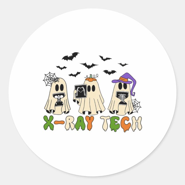 Retro Röntgen Tech Halloween Ghost Radiology Ghost Runder Aufkleber (Vorderseite)