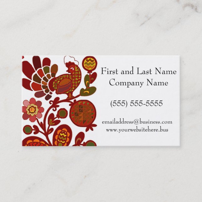 Retro Rooster 60er Mod Style Orange und Red Print Visitenkarte (Vorderseite)