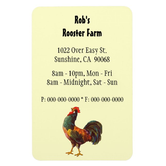 Retro Rooster Custom Advertising Magnet (Vertikal)