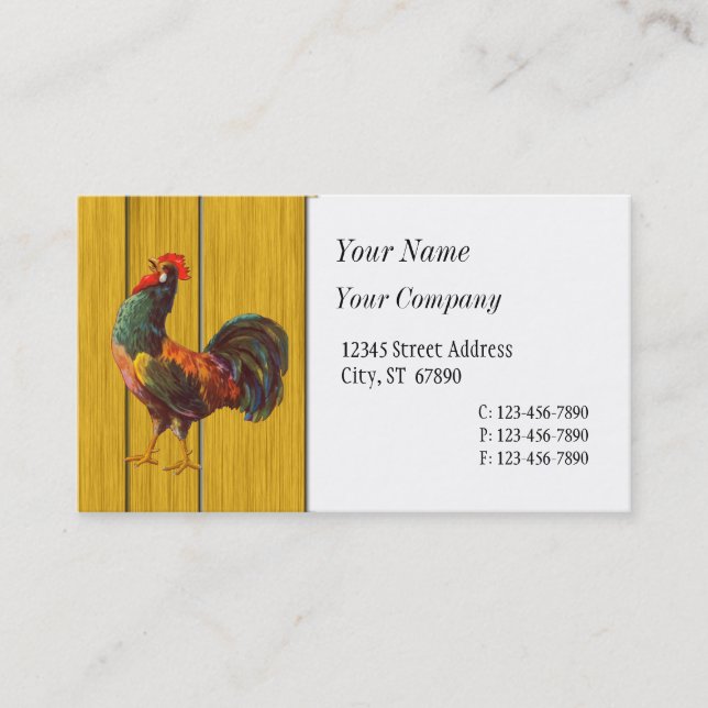 Retro Rooster Custom Business Cards Visitenkarte (Vorderseite)