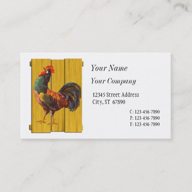 Retro Rooster Custom Business Cards Visitenkarte (Vorderseite)