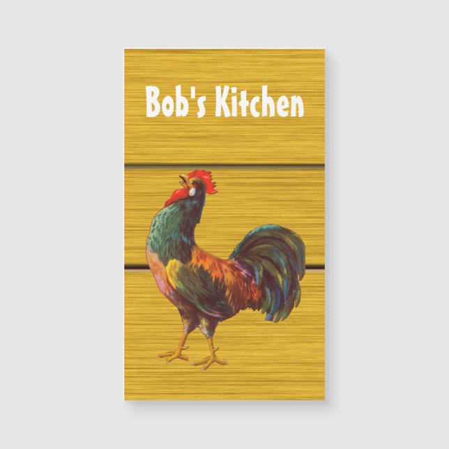 Retro Rooster Custom Magnetic Business Card Magnetkarte (Vorderseite)