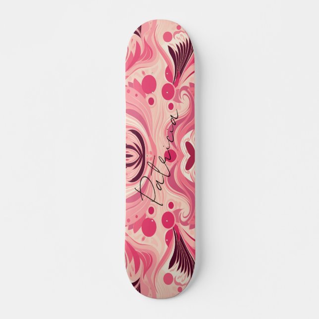 Retro Rosa Abstrakte Florenz Kunst, Dichtung und M Skateboard (Vorne)