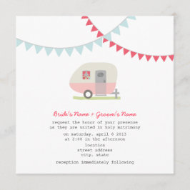 Retro rosa Anhänger-Hochzeit laden ein Einladung