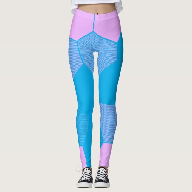 Retro Rosa/Blau Leggings (Vorderseite)