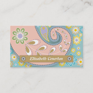 Retro-Rosa, blaues Paisleymotiv Visitenkarte