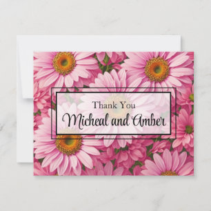 Retro-Rosa-Blumen-Daisy-Muster Dankeskarte
