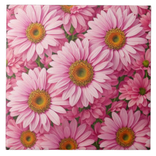 Retro-Rosa-Blumen-Daisy-Muster Fliese