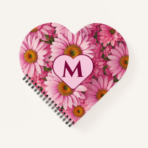 Retro-Rosa-Blumen-Daisy-Muster Notizbuch