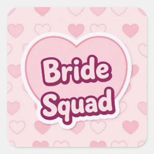 Retro-Rosa-Braut-Squad-Conversation-Heart-Aufklebe Quadratischer Aufkleber