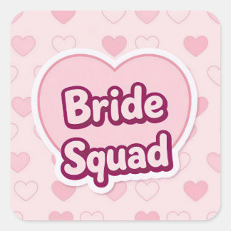 Retro-Rosa-Braut-Squad-Conversation-Heart-Aufklebe Quadratischer Aufkleber