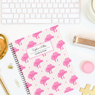 Retro rosa Coquette Cowgirl Hut mit Bow Monogramm Notizbuch