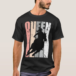 Retro Rosa Cowgirl-Königin Rodeo-Frauen Barrel Rac T-Shirt