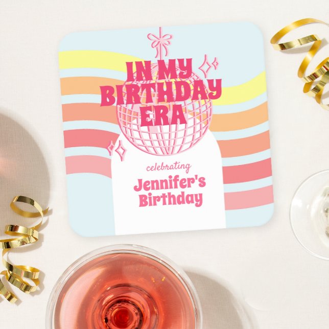 Retro Rosa Disco Ball in meinem Party Rechteckiger Pappuntersetzer (Von Creator hochgeladen)