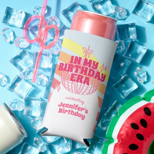 Retro Rosa Disco Ball in meinem Party Selters Dosenkühler