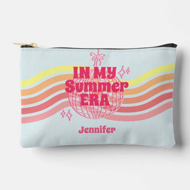 Retro Rosa Disco Ball in meiner Sommerzeit Zubehörtasche (Vorderseite)