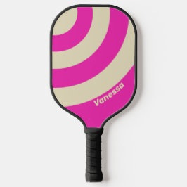 Retro Rosa Dreikreis Streifen mit Namen Pickleball Schläger