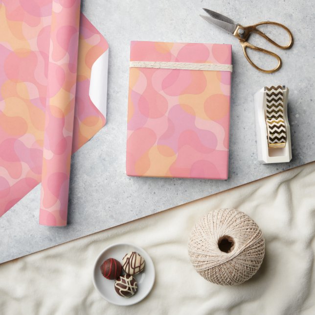 Retro Rosa Farben Amorphe Formen Kunstmuster Geschenkpapier (Kunsthandwerk)