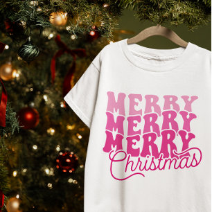 Retro Rosa Fette und Monoline Frohe Weihnachten T-Shirt