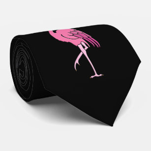 Retro rosa Flamingo auf schwarzem Hintergrund Krawatte