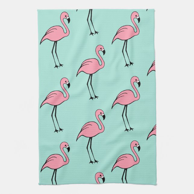 Retro-Rosa-Flamingo-Küchenhandtuch-Geschenk Geschirrtuch (Vertikal)
