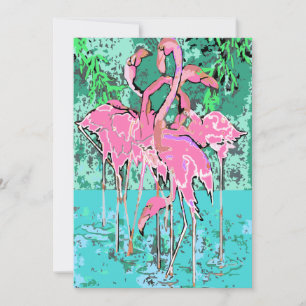 Retro rosa Flamingos Abstrakte 12x18 Einladungen V