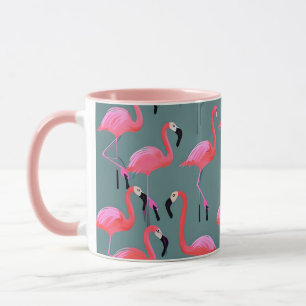 Retro-Rosa Flamingos Tasse